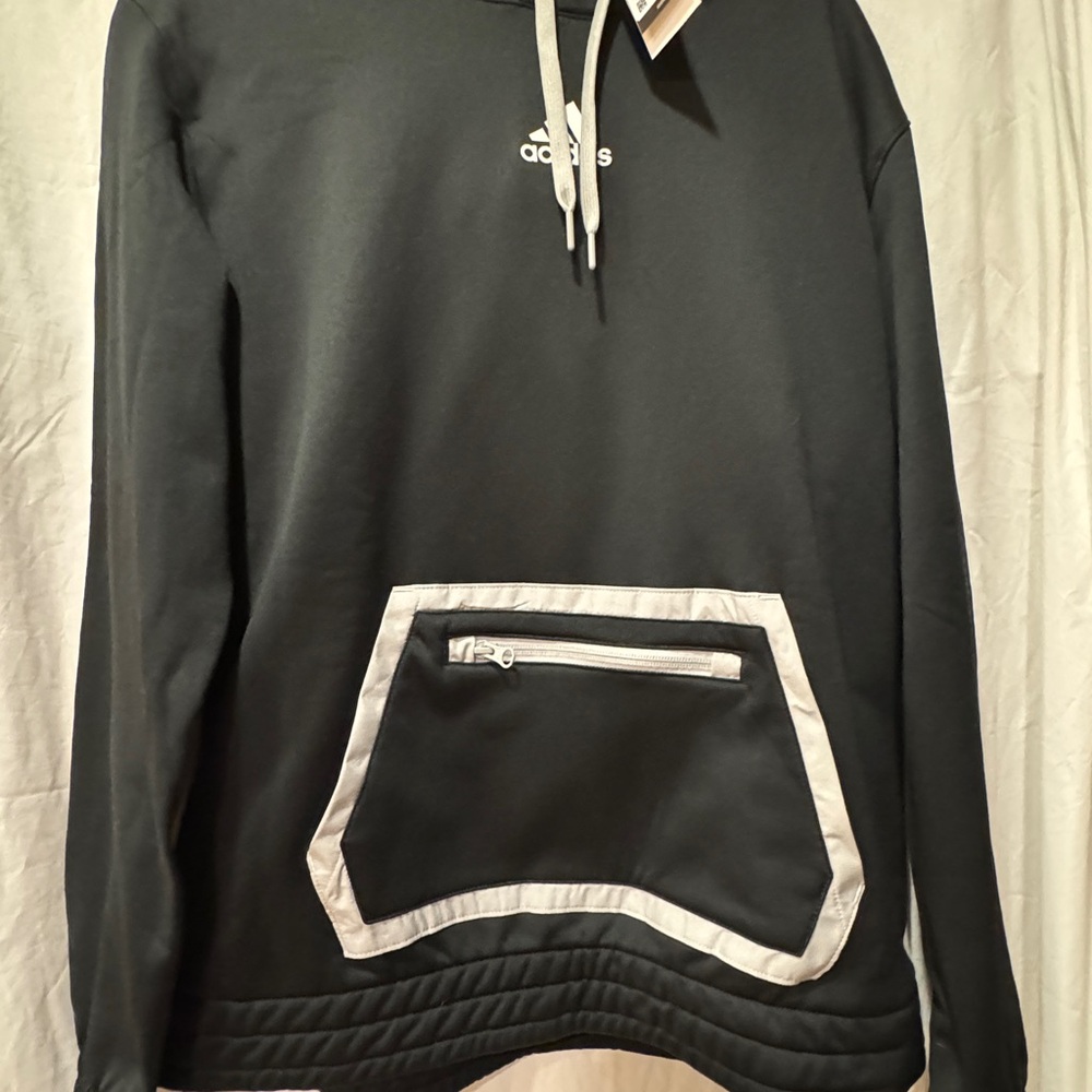 Adidas Men's Black Hoodie with White Accents
